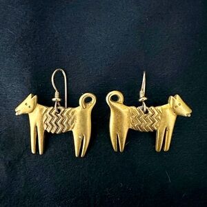 Laurel Burch Gold Dog Earrings